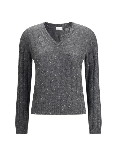 Brunello Cucinelli Brunello Cucinelli Women Dazzling Cable's Sweater In Mohair, Cotton And Wool