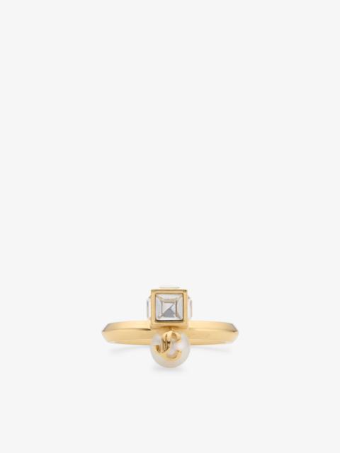 JIMMY CHOO JC Pearl Cube Ring
Gold Metal Ring with Pearl and Crystal Cube