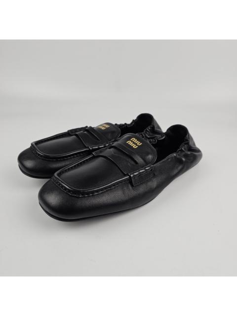 Miu Miu MIU MIU Ruches Black Leather Loafers New & Authentic (Women'