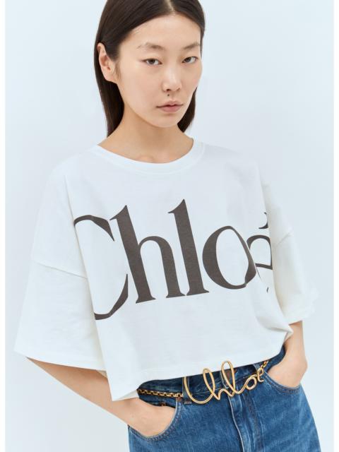 Chloé Chloé Women Cropped Boxy Logo T-Shirt