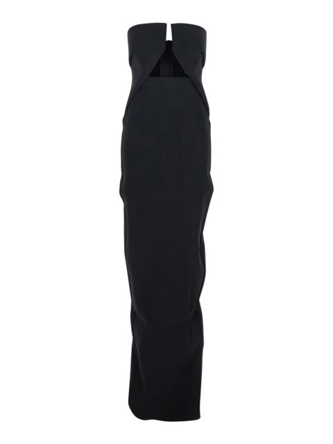Rick Owens Rick Owens Women Black Long Dress With Front Neckline And Back Zip Closure In Viscose Blend Woman