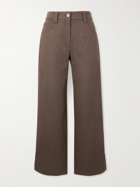Brunello Cucinelli Cropped Bead-embellished Straight-leg Jeans