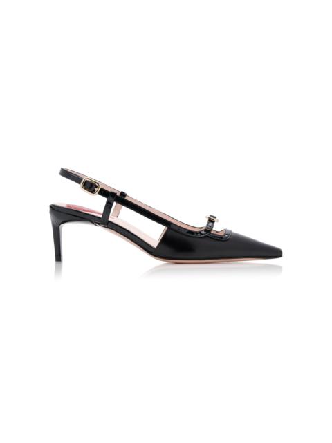 Roger Vivier Mini Buckle Leather Slingback Pumps black