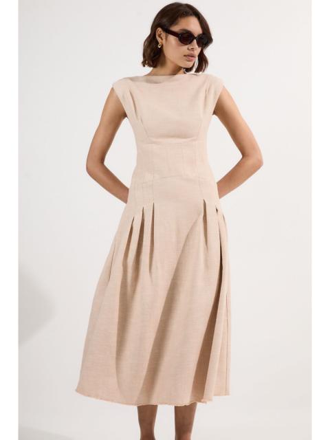 KAREN MILLEN Spring Tweed Tailored Sleeveless Full Skirted Midi Dress