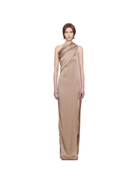 Rick Owens Taupe Hollywood Athena Arrowhead Maxi Dress