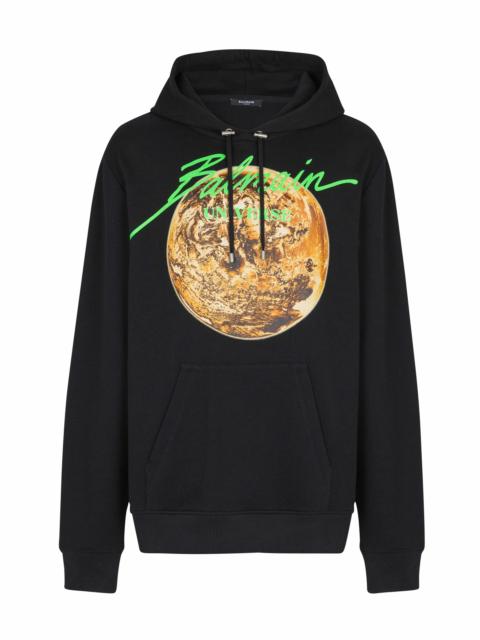 Balmain Printed Balmain Universe logo and planet hoodie in Black at Nordstrom