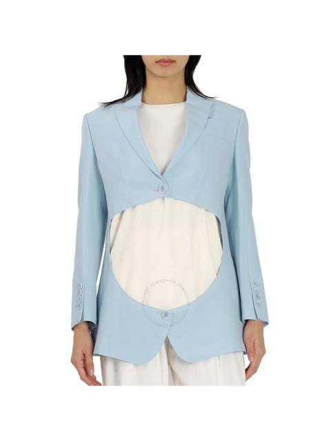 Burberry Burberry Ladies Pale Blue Wool Step-through Blazer