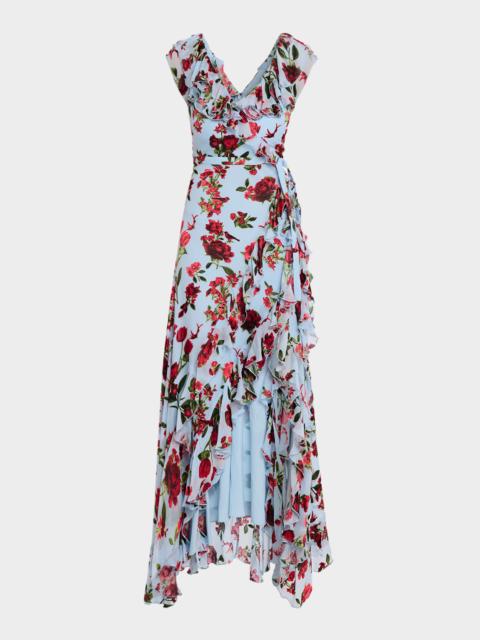 Alice + Olivia Kristen Ruffle Wrap Maxi Dress