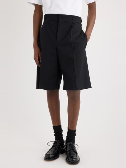 JACQUEMUS Jacquemus Le Short Ovalu Pleated Stretch Virgin Wool Shorts in Black at Nordstrom