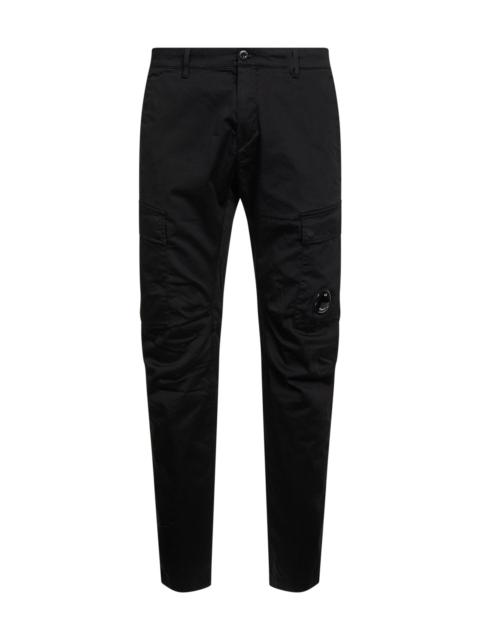 C.P. Company Black stretch cotton satin cargo trousers