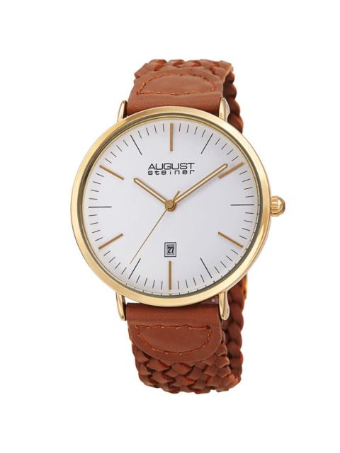 Other Designers August Steiner Quartz White Dial Tan Leather Men's Watch AS8293TN