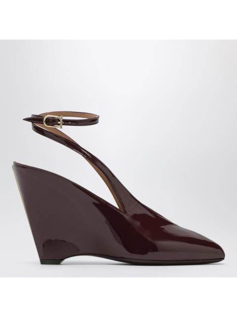FERRAGAMO Ferragamo Peep Toe Wedge Sandals In Bordeaux Women