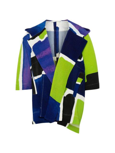 ISSEY MIYAKE LANDSCAPE BLOUSON JACKET - BLUE