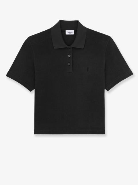 SAINT LAURENT Saint Laurent Women Cassandre Cotton Pique Cotton Polo Shirt