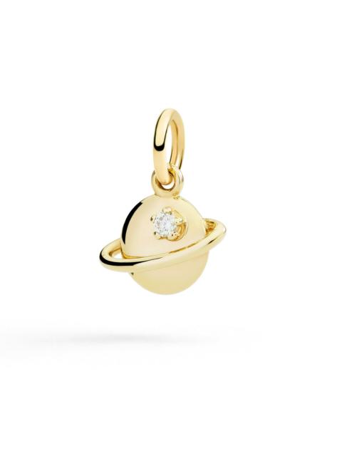 DoDo YELLOW GOLD & WHITE DIAMOND PLANET CHARM