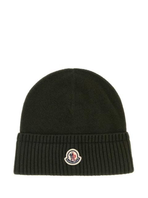 Moncler Moncler Men Olive Green Wool Blend Beanie Hat