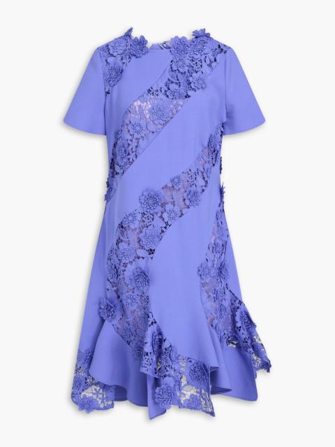 Oscar de la Renta Ruffled wool-blend guipure lace dress