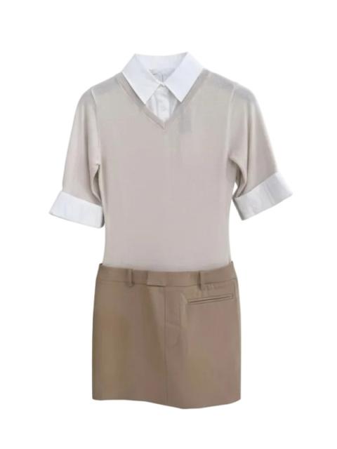 STAUD Geo Mini Dress in Barley/Ivory