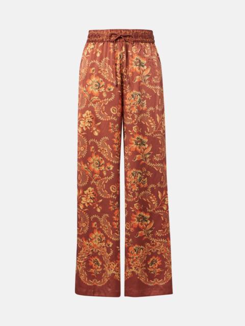 ALÉMAIS Seraphina printed silk wide-leg pants