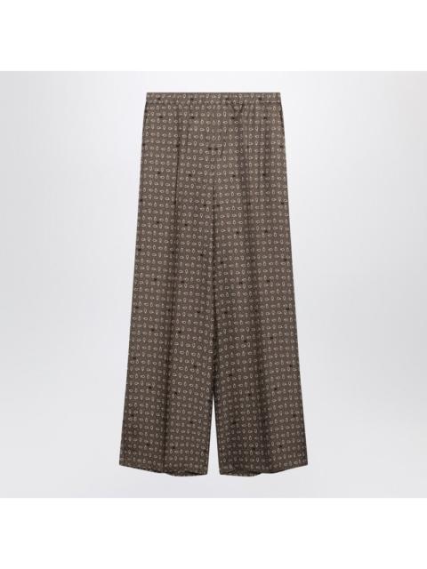 Max Mara Max Mara Mud-Coloured Printed Silk Trousers Women