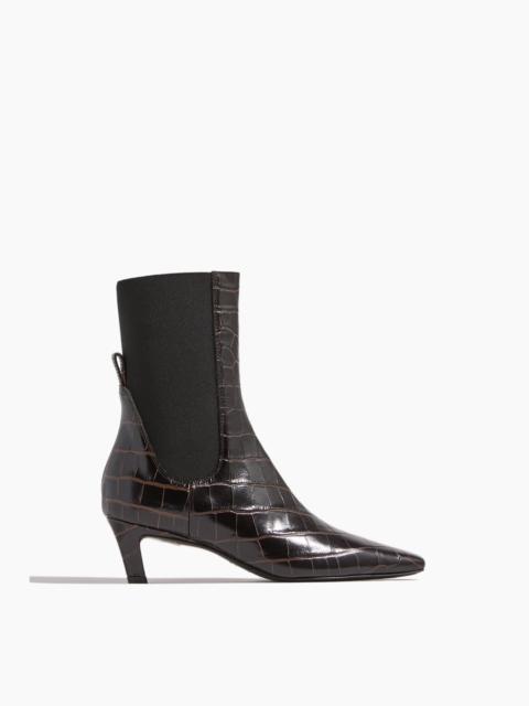 The Mid Heel Boot in Dark Brown Croco