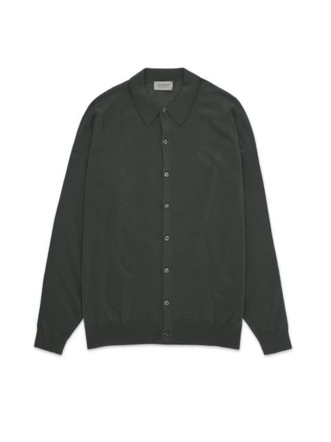 FORTELA Fortela Tibor Merino Wool Shirt in Bottle Green at Nordstrom