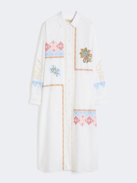 WEEKEND Max Mara Poplin shirt dress with embroideries - WHITE
