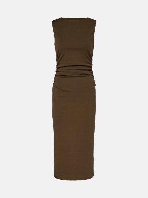 VERONICA BEARD Charissa ruched cotton-blend midi dress