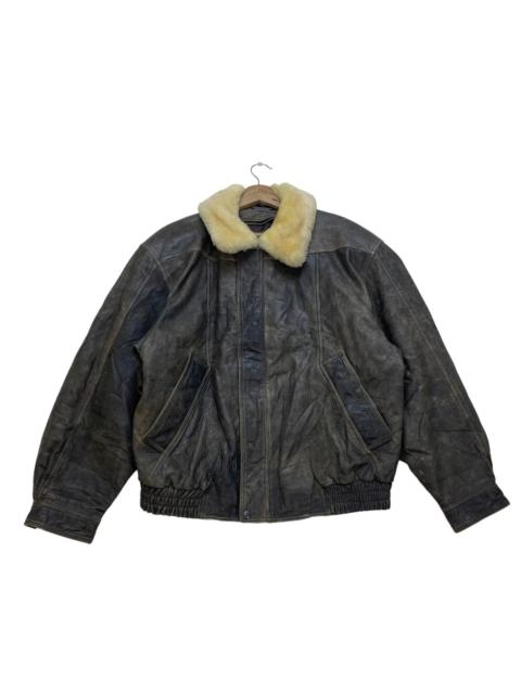 Other Designers Vintage - Japanese Brand Genuine Leather Art Glenhill Shearling Jacket