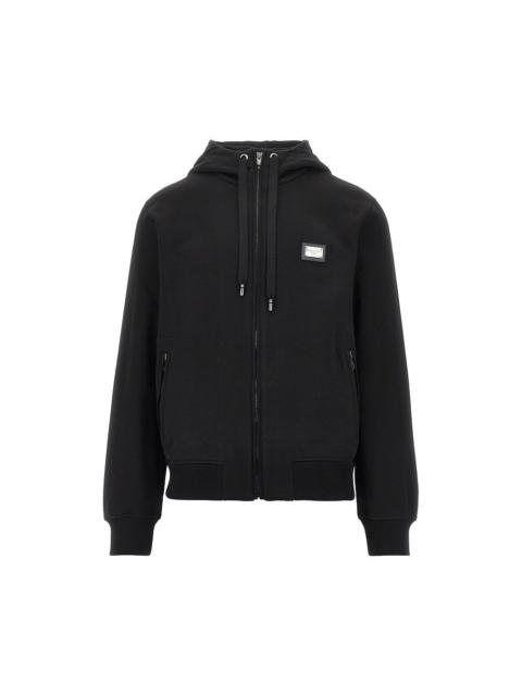 Dolce & Gabbana FULL-ZIP HOODIE WITH LOGO PLATE