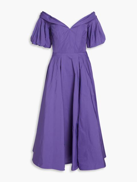 Other Designers Off-the-shoulder pleated taffeta midi dress