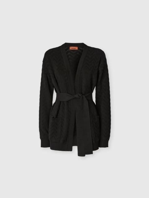 Missoni Chevron Cotton and Viscose Cardigan with Belt