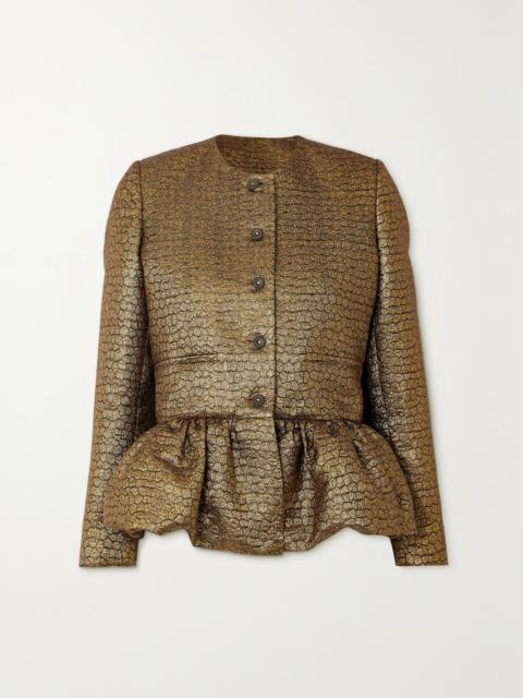 LIBEROWE + Net Sustain Crystal-embellished Metallic Jacquard Peplum Jacket