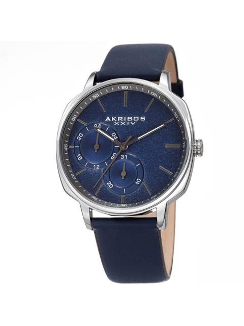 Other Designers Akribos XXIV Quartz Blue Dial Blue Leather Men's Watch AK1022BU