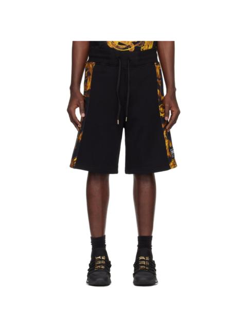 VERSACE JEANS COUTURE Black & Gold Watercolor Couture Shorts