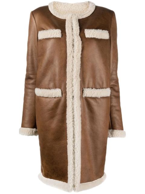 DSQUARED2 faux-shearling collarless coat