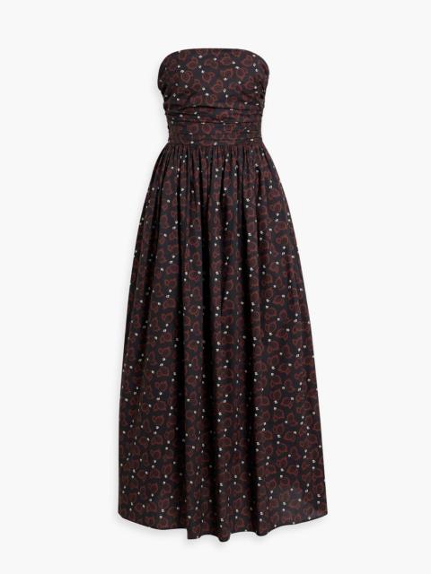 MATTEAU Strapless printed cotton-poplin maxi dress