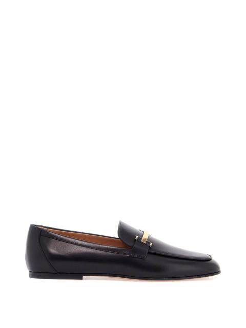 Tod's Black Calfskin Women's Loafers With Metallic Band Women