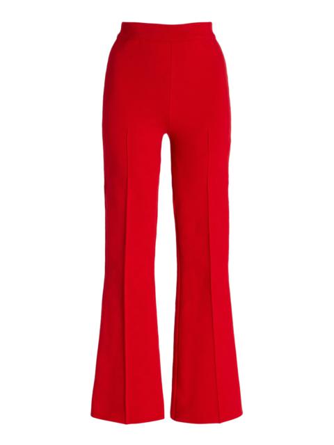 HIGH SPORT Kick Flared Stretch-Cotton Knit Pants red