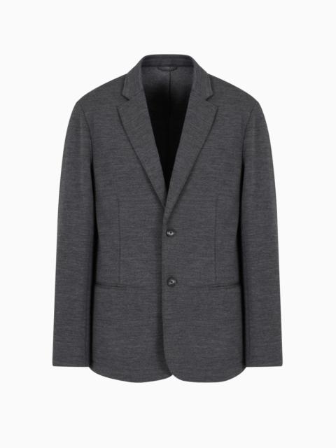 EMPORIO ARMANI Travel Essentials single-breasted jacket in virgin wool-blend jersey