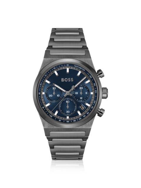 BOSS GREY-PLATED CHRONOGRAPH WATCH WITH BLUE DIAL