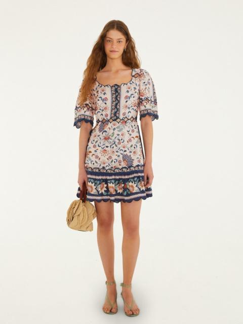 FARM RIO Pink Floral Delhi Tapestry Scallop Cut-Out Mini Dress