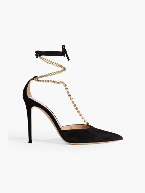 Gianvito Rossi Soleil d'Orsay bead-embellished suede pumps