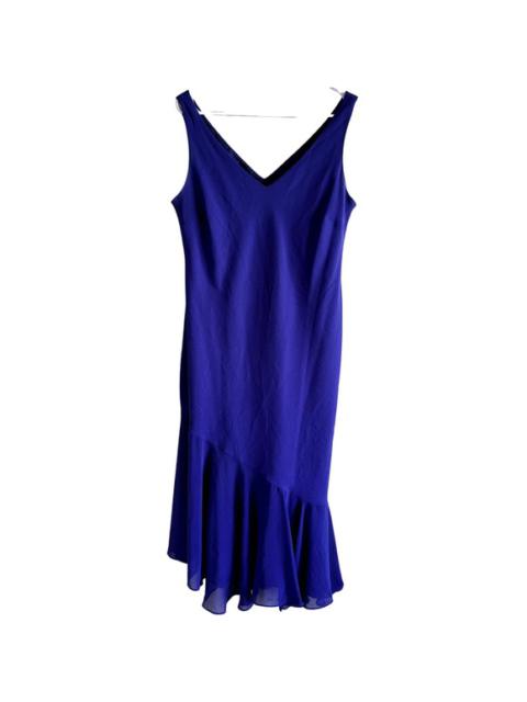 Other Designers Evan Picone Asymmetrical Ruffle Hem Midi Dress V Neck Mermaid Royal Blue 14