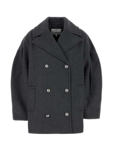 GANNI Ganni Women Grey Wool Blend Coat