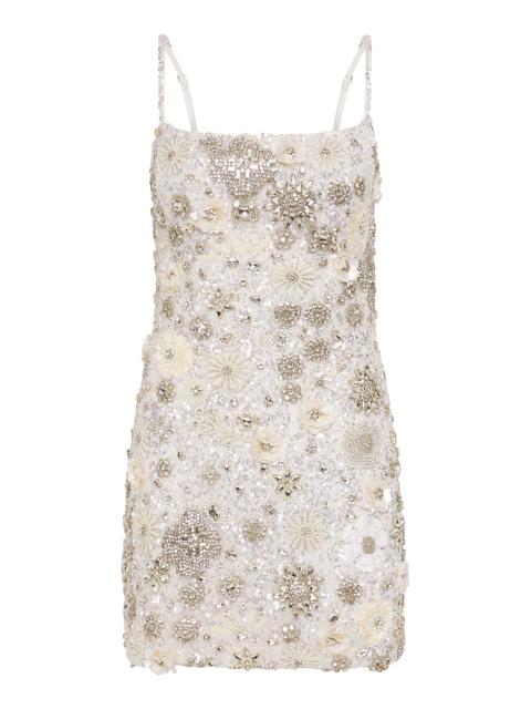 RACHEL GILBERT Francesca Floral Embroidered Tulle Mini Dress ivory