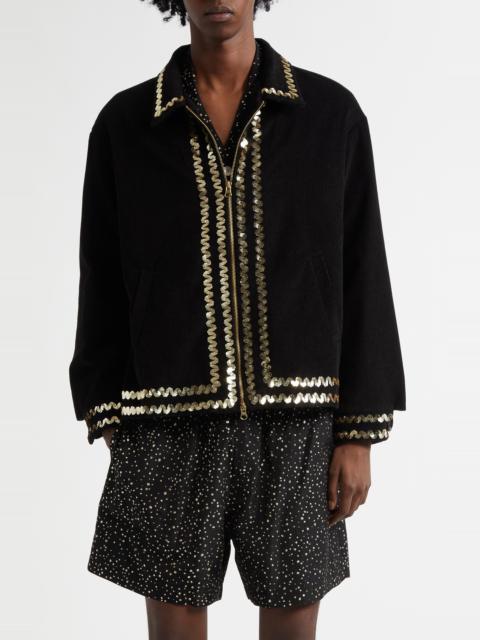 BODE Bode Bandstand Cotton Corduroy Jacket in Black Multi at Nordstrom