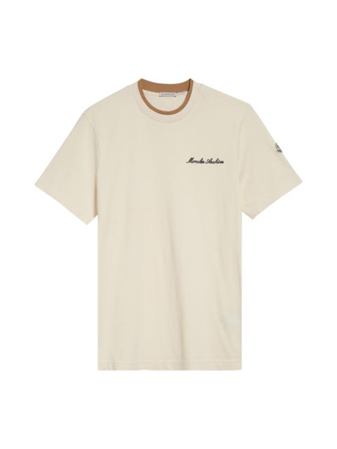 Moncler Moncler Archive Embroidered Logo Patch T-Shirt in White at Nordstrom