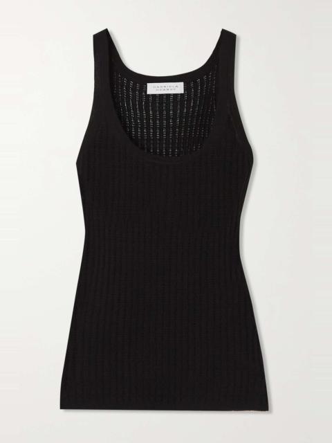Nevin pointelle-knit cashmere and silk-blend tank Black