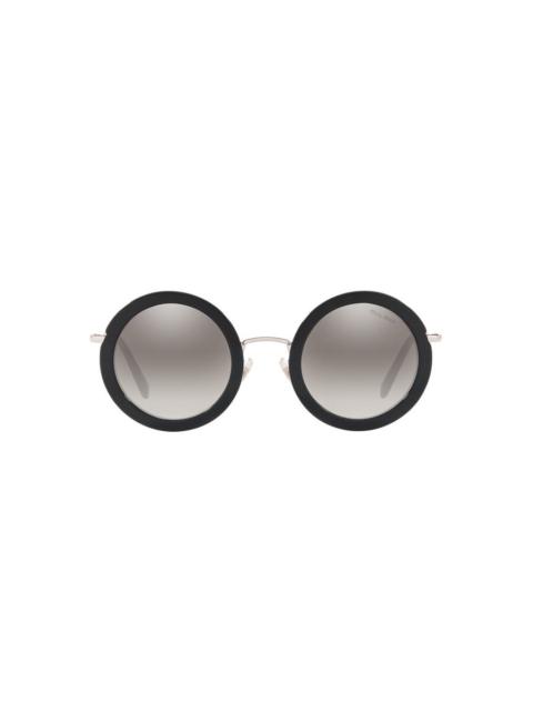 Miu Miu Miu Miu Gradient Gray Mirrored Silver Round Ladies Sunglasses MU 59US 1AB5O0 48